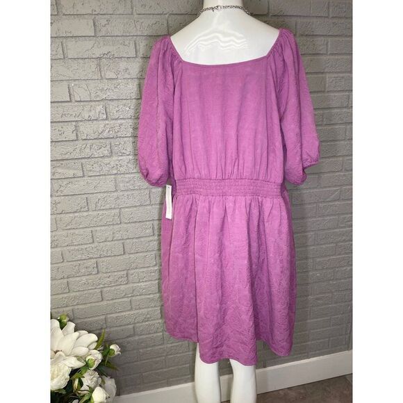 ModCloth Women Pink Lilac Smocked Waist Shift Dress 1X - Picture 7 of 9